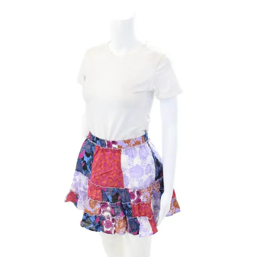 BB Dakota Womens Floral Print A Line Mini Skirt Multi Colored Cotton Size Small